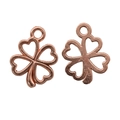 Lucky four-leaf clover metal pendants in rose gold finish with heart-shaped cutouts - 17*13mm / Rose Gold