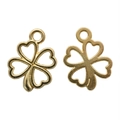 Handmade DIY golden clover alloy charms with heart-shaped cutouts for jewelry making - 17*13mm / KC Gold