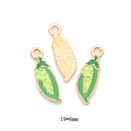 Pea pod enamel charms for DIY jewelry making, gold alloy base in 19x6mm size - Pea Pod