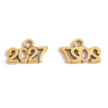Colgantes de año 2027 en aleación dorada vintage para joyas DIY con vista frontal y posterior - Oro Antiguo-2027