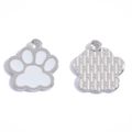 Cute white enamel cat and dog paw metal charms for DIY jewelry making and pendants - 17*16mm / Silver Base White