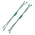 Grüne 0,8 mm handgeflochtene Wachsseil-Armbänder mit verstellbaren Knoten und Ringen - Grün