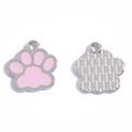 Pink enamel paw print alloy pendant with silver finish for DIY jewelry necklaces - 17*16mm / Silver Pink