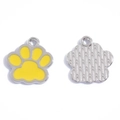 Cute yellow paw print pendant charm in silver finish for DIY necklace or bracelet jewelry - 17*16mm / Silver Base Yellow