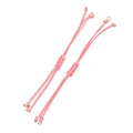 Rosa geflochtenes Wachsseil-Armband mit verstellbarem Knoten und goldenen Ringen - Rosa