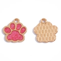 Pink glitter cat paw pendant with golden alloy coating and rear anti-slip texture - 17*16mm / Gold Base Glitter Pink