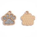 Double-sided cute paw pendant with silver glitter inlay and golden metal finish - 17*16mm / Gold Base Glitter Gray