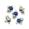Pack de 5 dijes de astronauta de dibujos animados con casco azul brillante para joyería - Estrella de Sujeción Lateral (A3-047) / Plateado