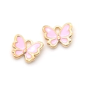 Rosa Schmetterlings-Emaille-Anhänger mit Goldbasis für DIY-Schmuckherstellung - Rosa