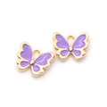 Lila Emaille-Schmetterlingsanhänger mit Goldbeschichtung für DIY-Schmuck und Halsketten - Lila
