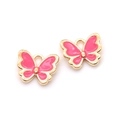 Rosa-goldene Schmetterlingsanhänger aus Legierung und Emaille für DIY-Schmuck - Rosarot