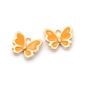 Goldene Schmetterlingsanhänger mit orangefarbener Emaille für DIY-Schmuck und Ketten - Orange