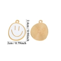 DIY colorful smiling face alloy pendant charm with gold metal edges and white enamel finish - Large Enamel White Smiley