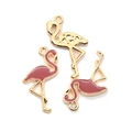 Lot de trois pendentifs flamant rose en émail et doré pour création de bijoux DIY - Rouge / 26*14mm / 1.2g