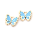 Goldener Schmetterling-Anhänger mit hellblauer Emaille für DIY-Schmuckherstellung - Blau