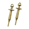 Vintage bronze syringe pendants made of alloy with detailed markings for DIY jewelry - 36x9mm / Antique Bronze
