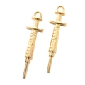 Polished golden alloy syringe pendant for DIY jewelry making and necklace crafts - 36x9mm / KC Gold