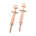 Rose gold medical syringe charm pendant in vintage alloy for DIY jewelry making - 36x9mm / Rose Gold