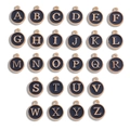 Set of 26 black enamel round A-Z alphabet charms with gold plated finish for DIY jewelry - Letter A / Black