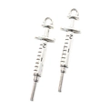 Ciondoli a siringa vintage in lega d'argento con segni di scala per gioielli fai da te - 36x9mm / Argento antico