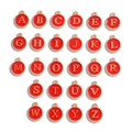 26-piece set of red enamel round letter pendants with gold trim for DIY jewelry - Letter A / Red