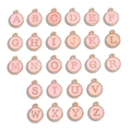 Pink and gold enamel round alphabet charms for DIY jewelry making 26-piece set - Letter A / Pink