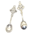 Vintage silver spoon alloy pendants with floral embossing for DIY jewelry making - Antique Silver