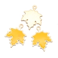Goldene Ahornblatt-Anhänger mit gelber Emaille-Füllung für DIY-Schmuckherstellung - Gelb