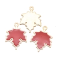 Ahornblatt-Anhänger in Rot und Gold Emaille für DIY-Schmuck und Bastelarbeiten - Rot