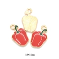 Red chili pepper enamel charms for DIY jewelry making, gold-plated metal alloy, 18x11mm - Red Bell Pepper