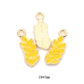 Golden wheat ear alloy pendant with yellow oil dripping finish, sized 18x7mm - Yellow Wheat