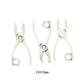 Breloques pince en alliage argent antique pour création de bijoux, 24x10mm - A2-498-argent Antique/24*10mm/08 G