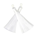 Pair of 8cm white velvet tassels with hanging loops for DIY jewelry and accessories - Bleached White