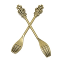 Vintage bronze alloy fork charms with crown and cross design for DIY jewelry making - A3-187-antique Bronze/58*8mm/2.6g