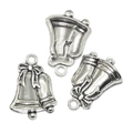 Drei antike silberne Weihnachtsglocken-Anhänger mit Bogerelief für DIY-Schmuck - Glockenform-Anhänger (A3-355)