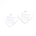 White heart-shaped DIY alloy pendant with matte finish and embossed lettering for jewelry - White