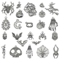 Antiek zilveren Halloween bedeltjes assortiment met pompoen en heks voor DIY sieraden maken - Halloween Serie Set (24 Stijlen) / 24 Stuks/Pak