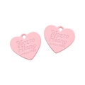 Matte pink heart alloy charm pendant with Mozro Hiano engraving for DIY jewelry making - Light Pink