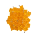 Bulk amber translucent resin ice cube pendants with silver eyelet screws for DIY jewelry - 13mm/1.89g / Orange