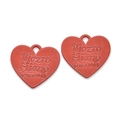 DIY red heart-shaped alloy charm with embossed Mozro Hiano since 1988 lettering - Red