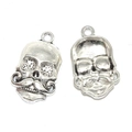Antik-silberner Totenkopf-Anhänger mit Schnurrbart für DIY-Schmuckherstellung - Bärtiger Totenkopf Stil (A3-379)