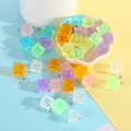 Colorful translucent resin ice cube charms with silver metal eyelet hooks for DIY jewelry - Random Mixed Colors