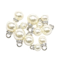 Creamy white faux pearl pendants in multiple sizes with silver drill-set loops for DIY crafts - 8mm / Silver