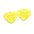 Pendentifs cœur colorés en jaune vif avec détails en relief pour création de bijoux - Jaune