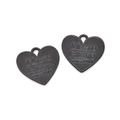 Pendentif cœur en alliage noir avec gravure en relief et trou de suspension rond - Noir