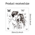 Detailed size specification for romantic couple wall sticker showing 29cm x 29cm dimensions - 29*29CM (fun-W020)