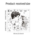 Line art wall sticker detail showing the 60x30cm DIY product dimensions and components - Romantic Couple (fun-W019)