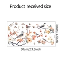 Detail view of static cling flower and bird window film measuring 30x60 cm for home decor - Robin Peach Blossom Watercolor Style (fun-JD001)