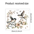 Vista dettagliata delle dimensioni dell'adesivo statico per finestre con uccelli 29x25cm - Uccello E Fiore Ad Acquerello (fun-JD011)