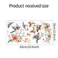 Detail view of bird and flower static window stickers measuring 30cm by 60cm for home decor - Blue Orange Birds Floral Watercolor Style (fun-JD003)